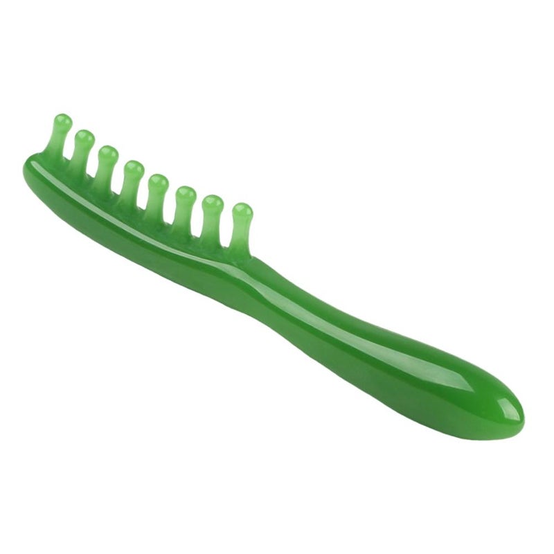 Scalp massage comb, head, shoulder, and neck meridian comb, resin, non-horn hair, anti-static, wide-handled, long-tooth comb for hair therapy.